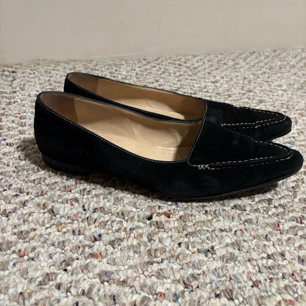 Manolo Blahnik Suede Point Toe Loafer Black- Size 39 (9) - Picture 5 of 13